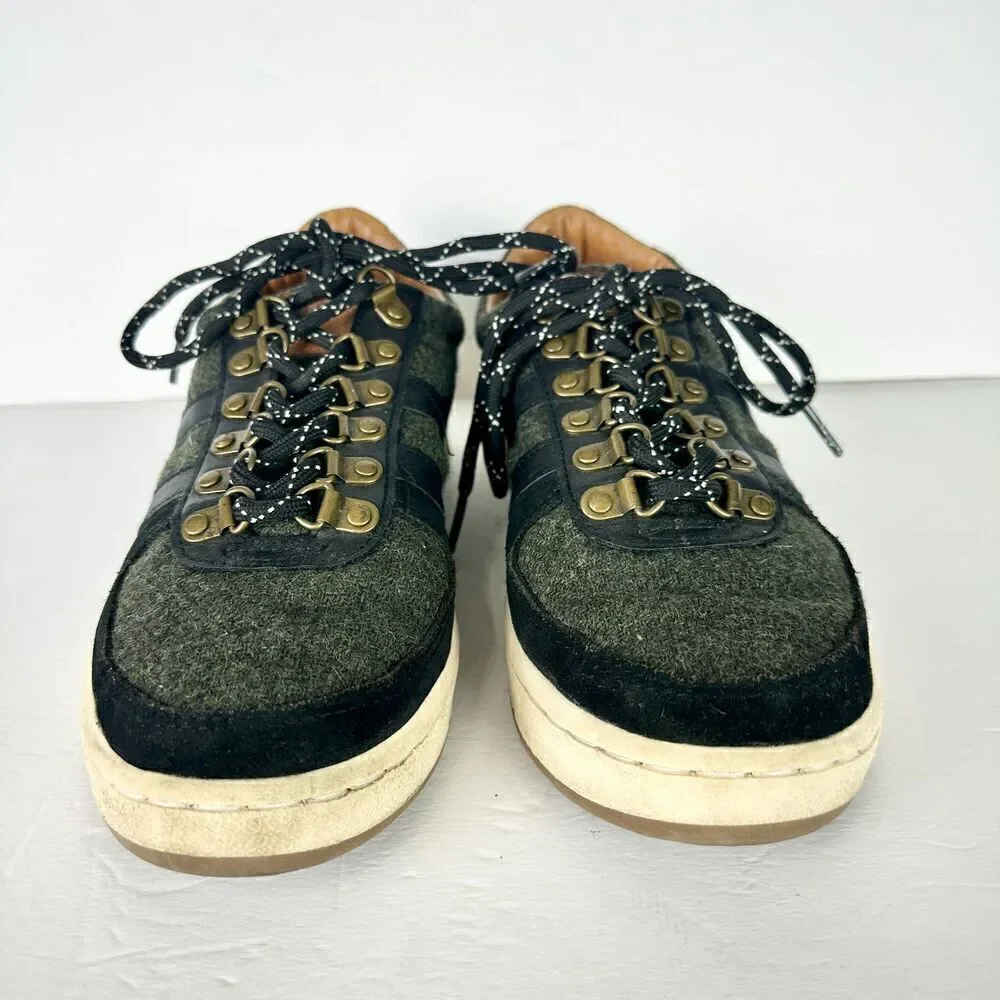 Gola British Millerain Ascent Low Sneakers Mens 8 Tweed Leather Khaki Black